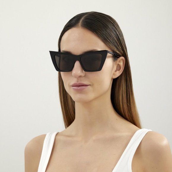 NEW Saint Laurent New Wave SL372 001 Women Black Cat Eye Sunglasses - Picture 11 of 16